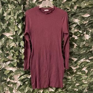 Purple mock neck long sleeve dress